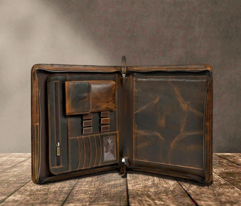 Personalized Full Grain Leather Padfolio – A4 Executive Organizer - image 1
