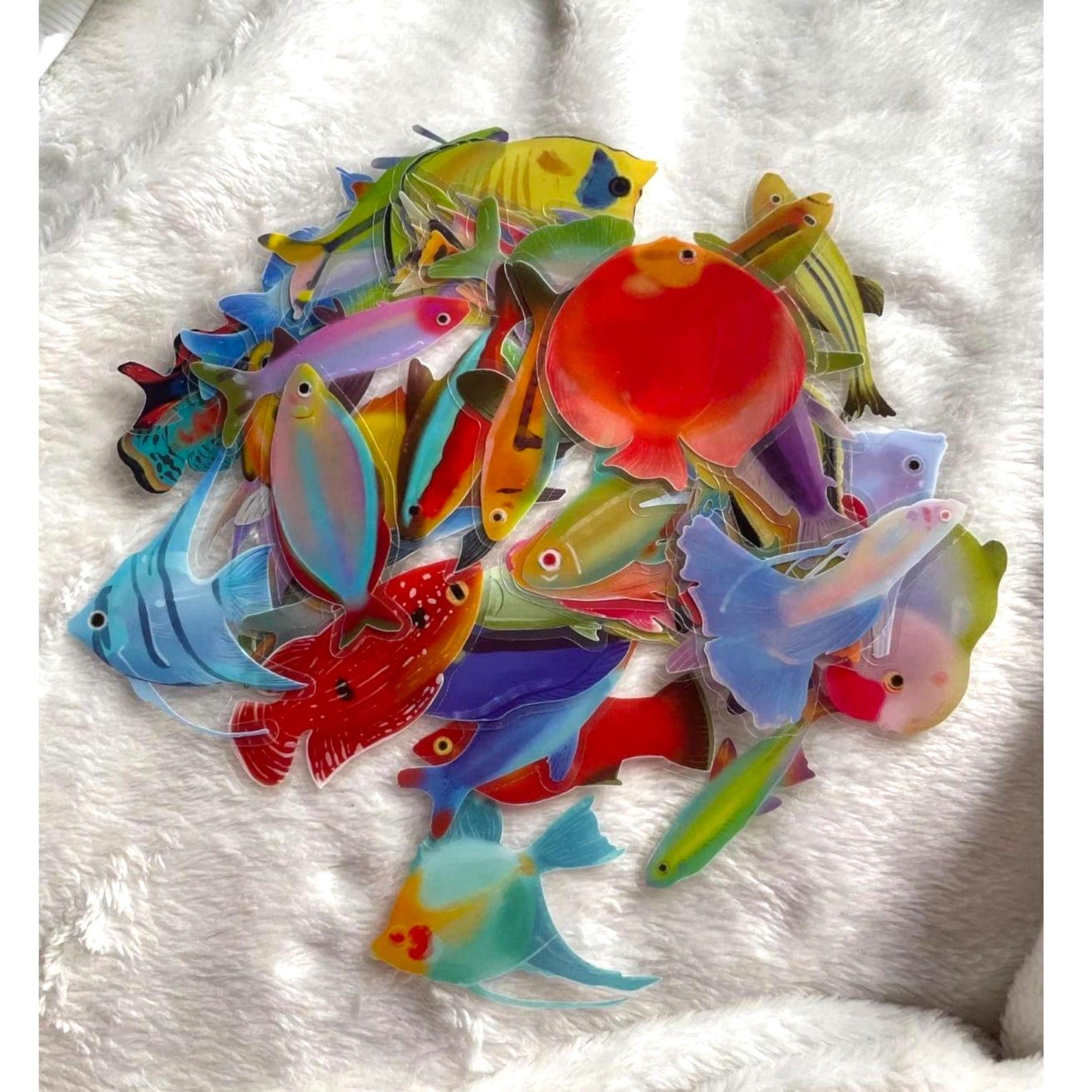 50 PCS Fish Transparent Stickers – Waterproof Vinyl Aquarium Decals for Scrapbooks, Laptops, Skateboards,Phones & Crafts Cute Sea Life Art - image 1