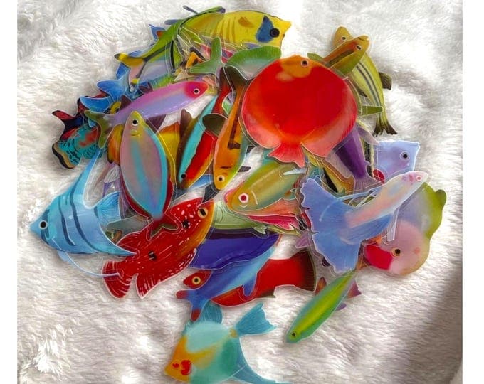 50 PCS Fish Transparent Stickers – Waterproof Vinyl Aquarium Decals for Scrapbooks, Laptops, Skateboards,phones & Crafts Cute Sea Life Art - image 1
