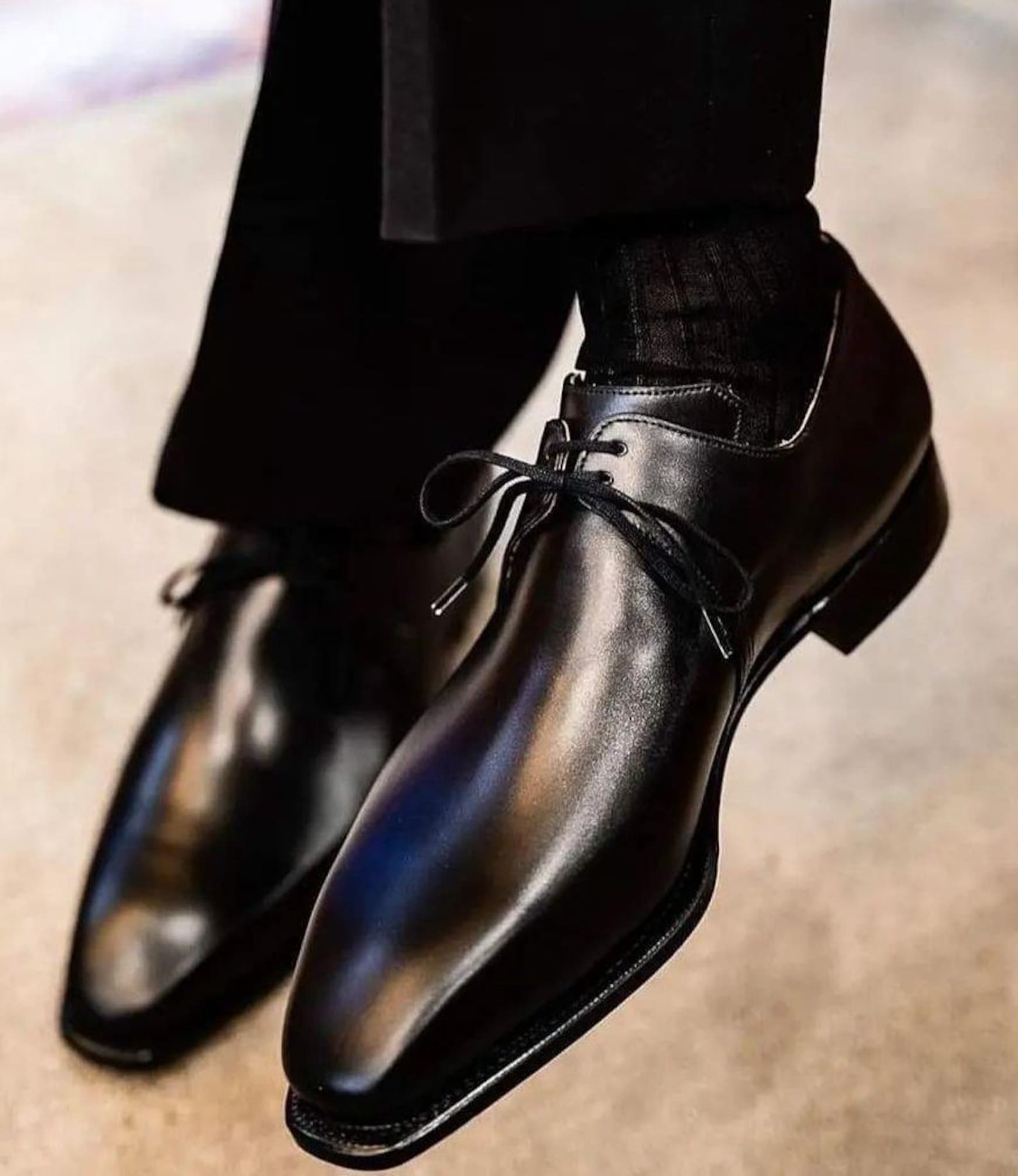 Handmade Black Leather Oxford Shoes for Men - image 1