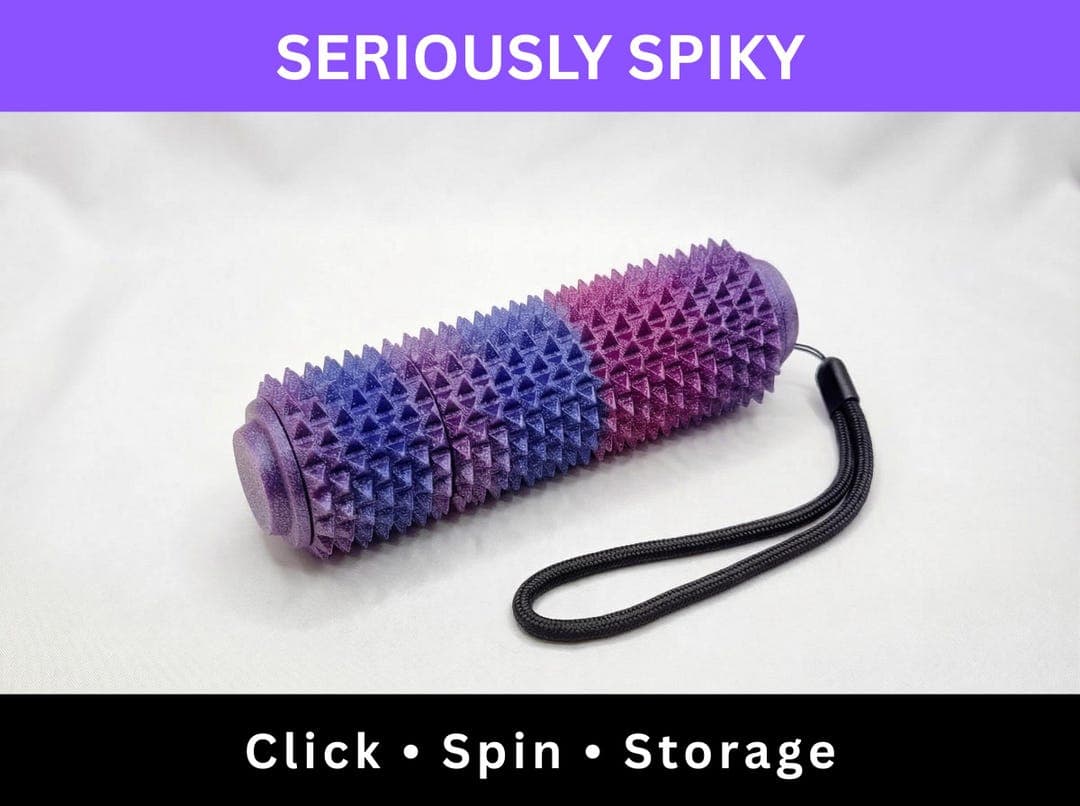 Spiky Fidget Clicker Spinner Roller, Textured Sensory Desk Toy, Pain Stim, Adult Fidget Toy, Pain Fidget, ASMR, Ouchie, Keyboard Clicker - image 1