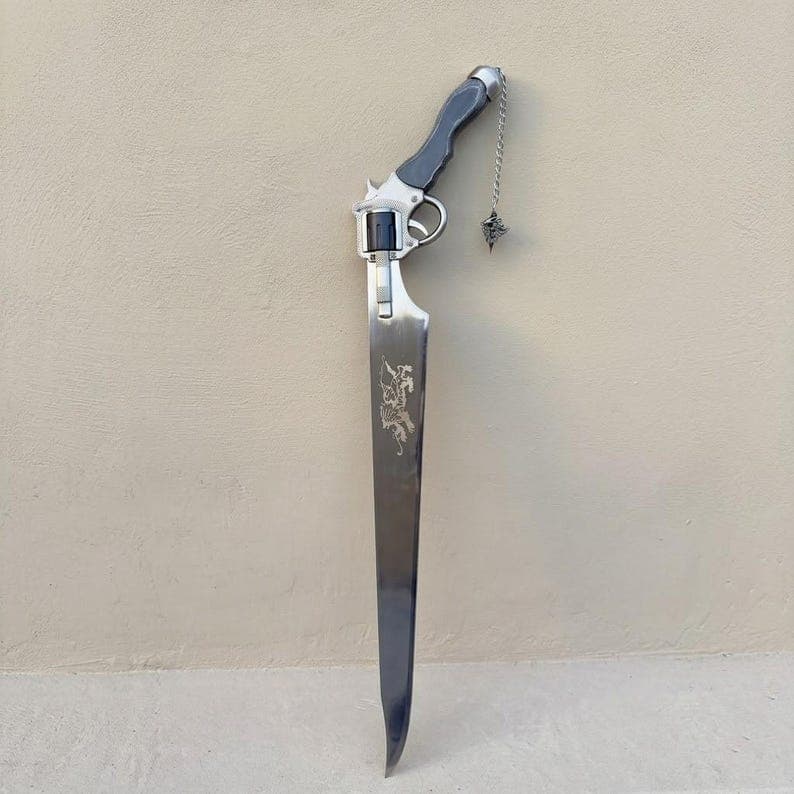 Squall Leonhart Gunblade Replica Sword | Final Fantasy FF7 Stainless Steel With Leather Sheath - image 1