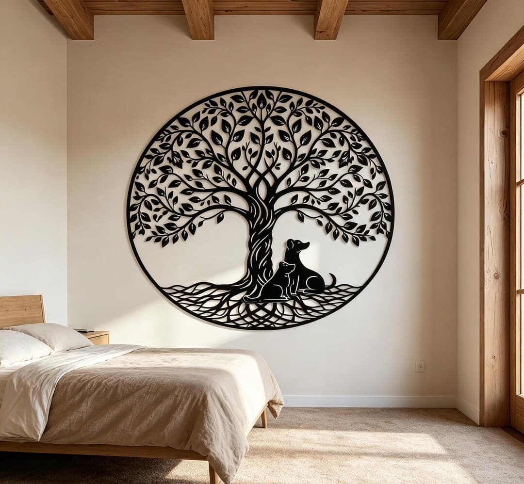Tree of Life Dog Metal Wall Art, Oversized Zen Dog Lover Decor, Meditative Home Decor, Animal Lovers Metal Sign, Gift for Dog Loss - image 1