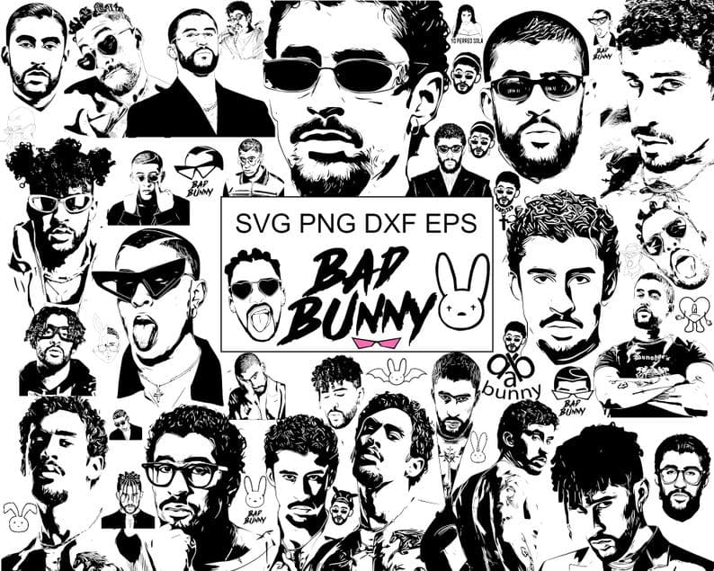 49 SVG Bad Bunny Mega Bundle | Latin Trap Icon, Reggaeton Style, Tour Aesthetics & Viral Quotes Pack | SVG DXF Eps Png Files | Vector - image 1