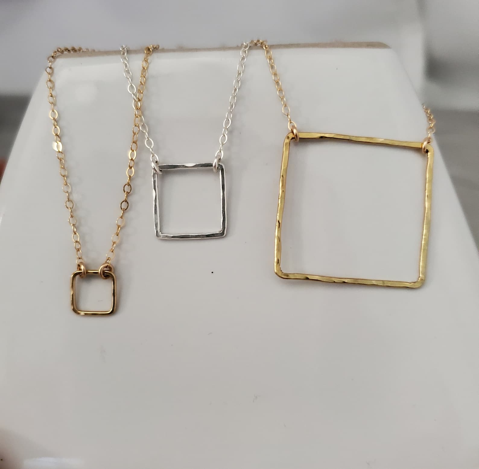Square necklace, layering necklace, gold fill, or, Sterling Silver, Open Square Necklace, Geometric, simple, dainty, minimalist necklace - image 1
