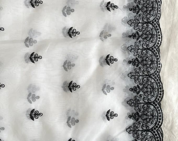 Organza White Duppattas Resham thread embroidered border Scarf Chunni Chunri Odhni update your Salwar Kameez Lehengas Kurtis| Clearance - image 1