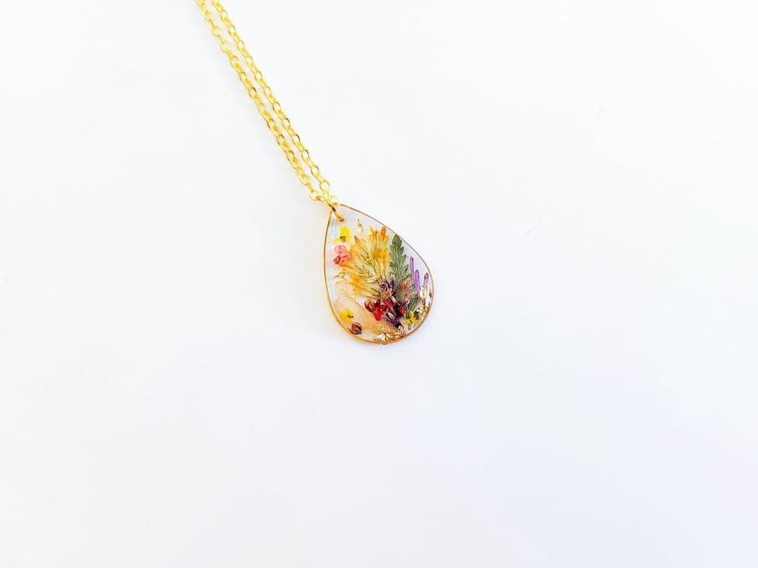 December Birth Flower Necklace: Narcissus Real Flower Jewelry - image 1