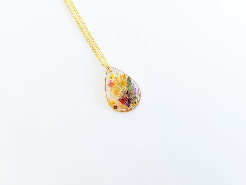 December Birth Flower Necklace: Narcissus Real Flower Jewelry - image 1