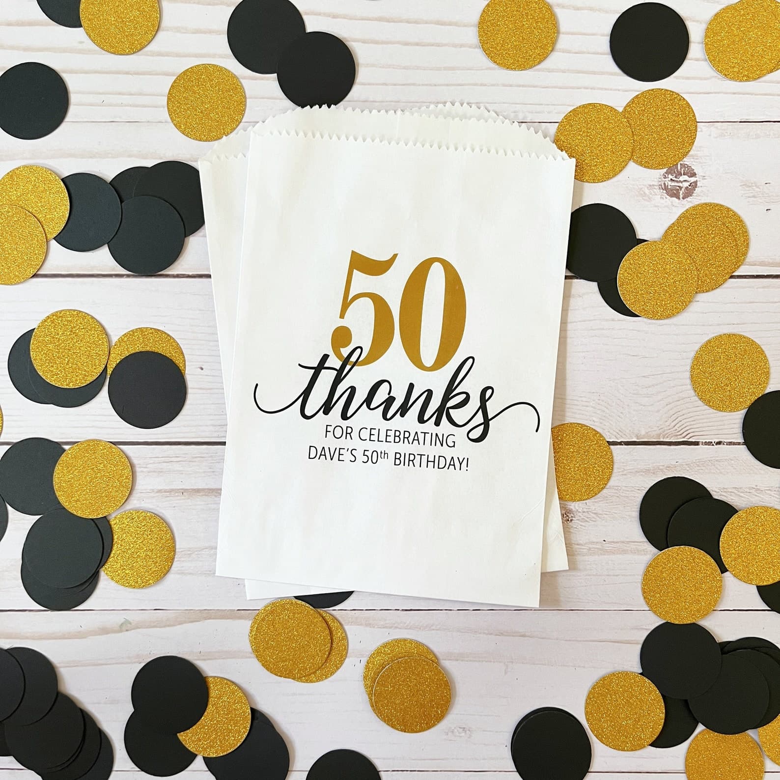 LINED Birthday Party Favor Bags - Milestone Birthday Cookie, Candy, Treat, Donut Bags - 40th, 50th, 60th, 70th, 80th Birthday Dessert Bags - image 1