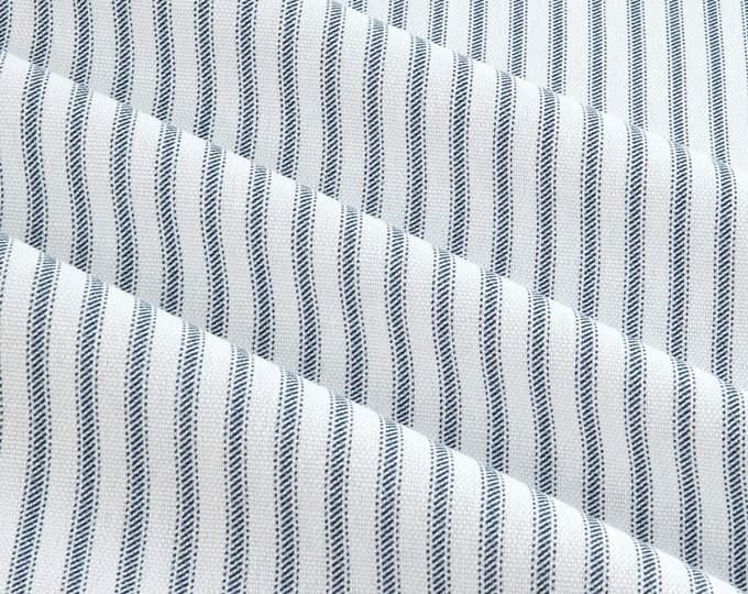 Custom Shower Curtain Ticking Striped Navy Blue White 72x84 108 Long Shower Curtain Extra Wide Shower Curtain Farmhouse Shower Curtain - image 1