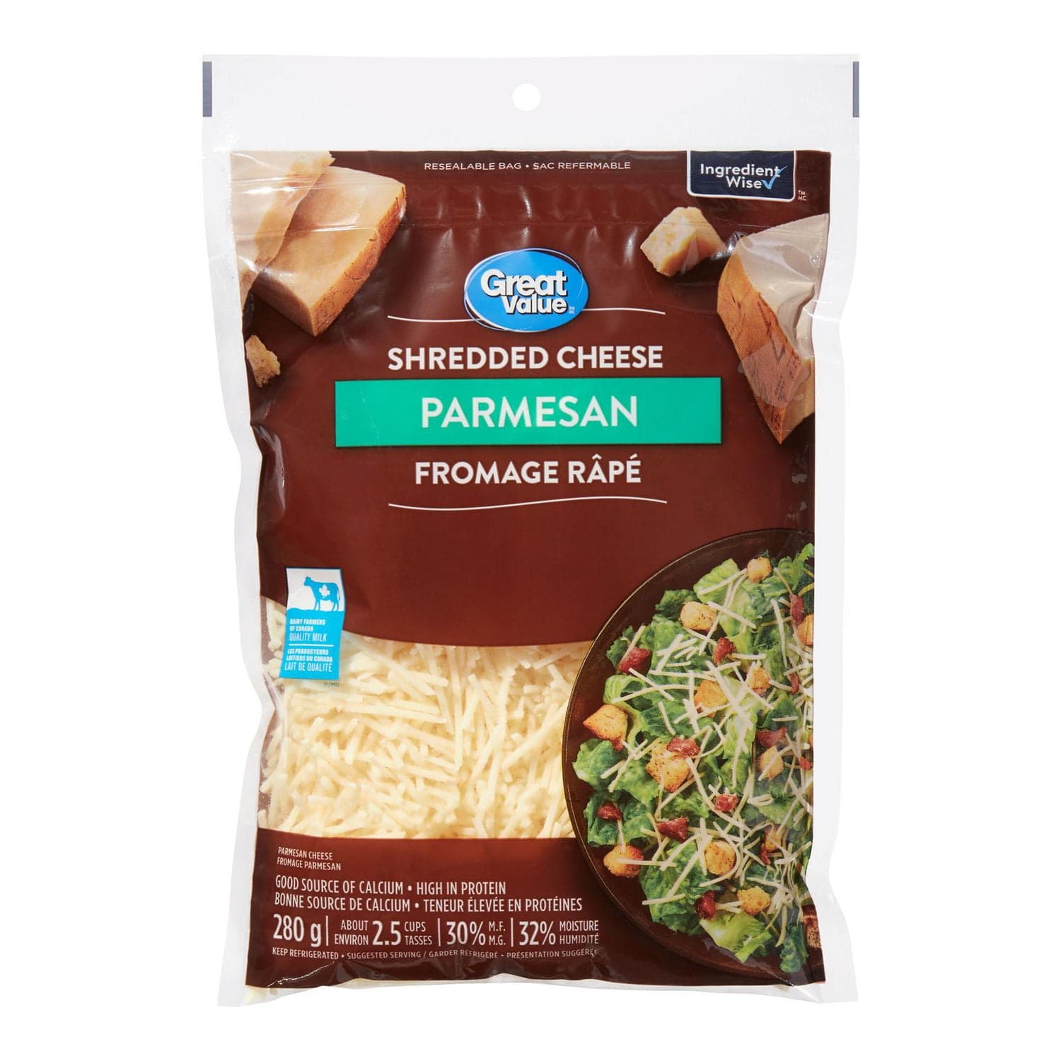 Great Value Parmesan Shredded Cheese, 280 g - image 1