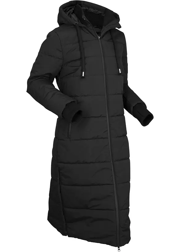 Lange gewatteerde outdoor jas waterafstotend zwart maat 38 - image 1