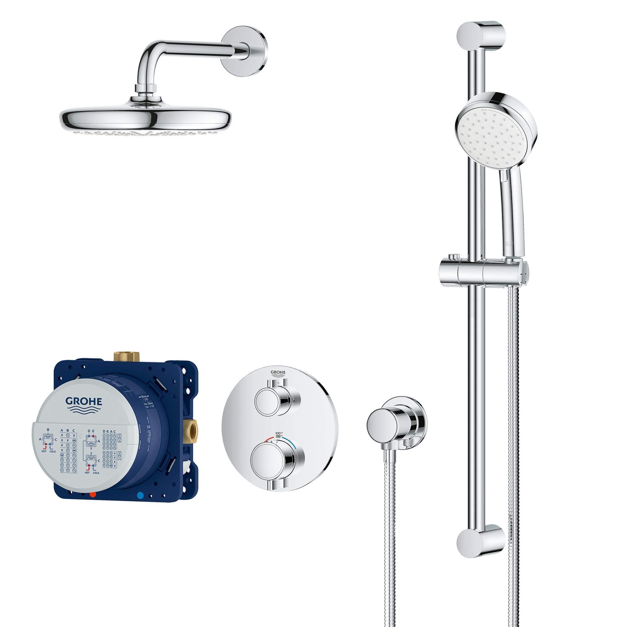 Grohe Grohtherm Cube Thermostatic Shower System with Tempesta 210 Rainfall Showerhead - image 1