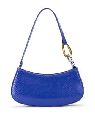 STAUD Ollie Snake Embossed Leather Shoulder Bag - image 1