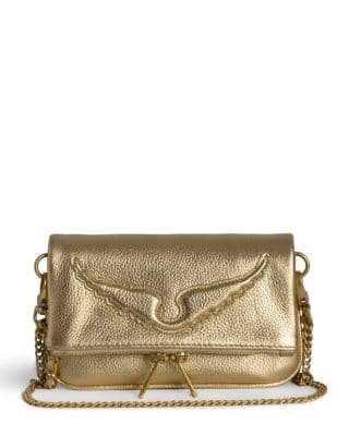 Zadig & Voltaire Rock Nano Wings Metallic Grain Leather Clutch - image 1