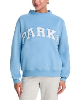 Parke Sky White Varsity Mock Neck Fleece Sweatshirt - image 1