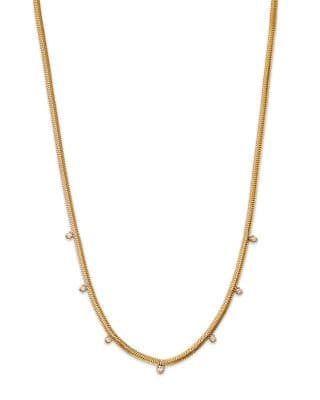 14k Yellow Gold Graduated Diamond Snake Chain Necklace, 16" - image 1