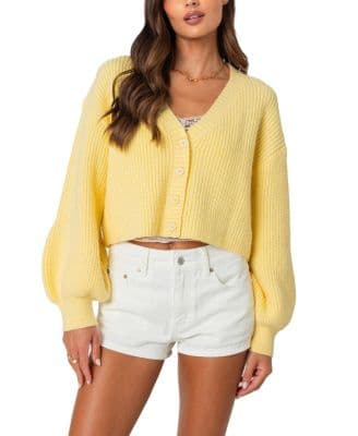 Edikted Sabrina Chunky Knit Cropped Cardigan - image 1