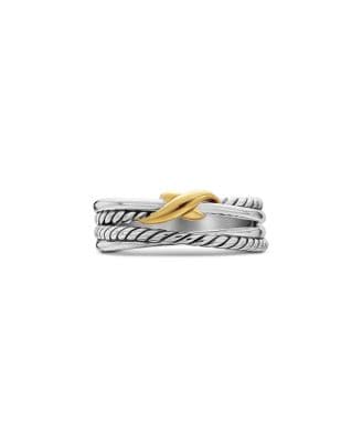 David Yurman X Crossover Band Ring in Sterling Silver with 18K Yellow Gold, 6mm - image 1