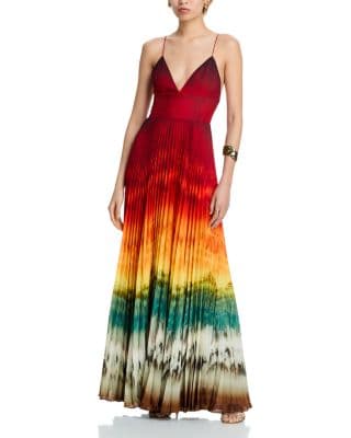 Alice and Olivia Lauren Pleated V Neck Dress - image 1