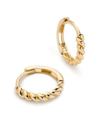 Ana Luisa Small Twist Hoop Earrings in Solid Yellow Gold - image 1