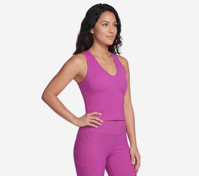 Skechers GO FLEX RIB V-Neck Tank Black/Fuchsia XS - image 1
