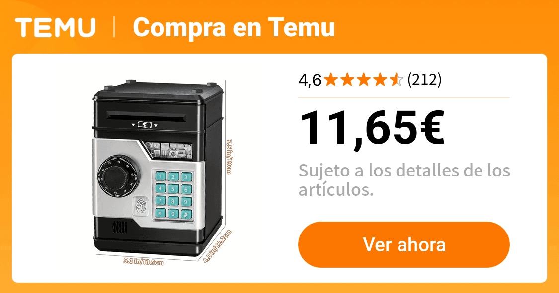 Hucha Electrónica Negra con Protección para Niños - image 1