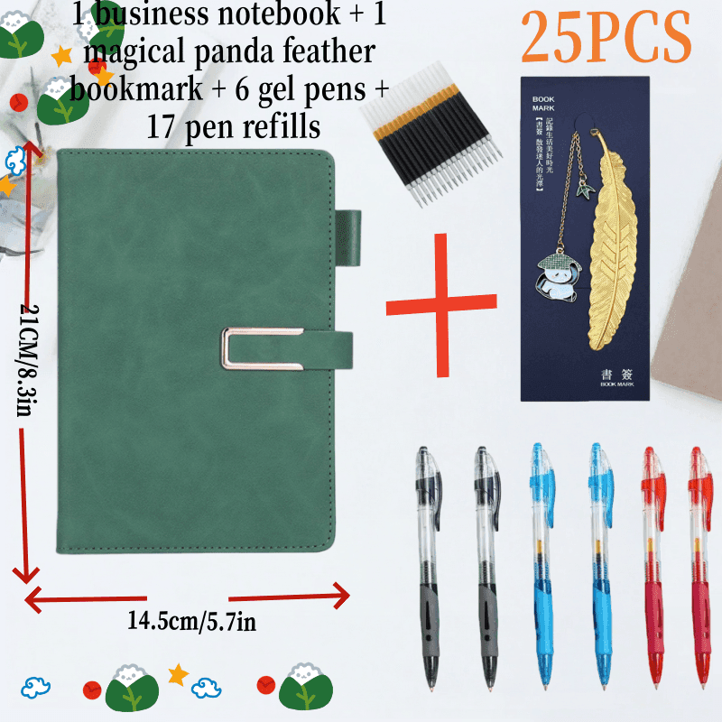 25pcs Set of 200-Page Extra Thick A5 Vintage Business Meeting Diaries with Magnetic Closure and Bookmark - image 1