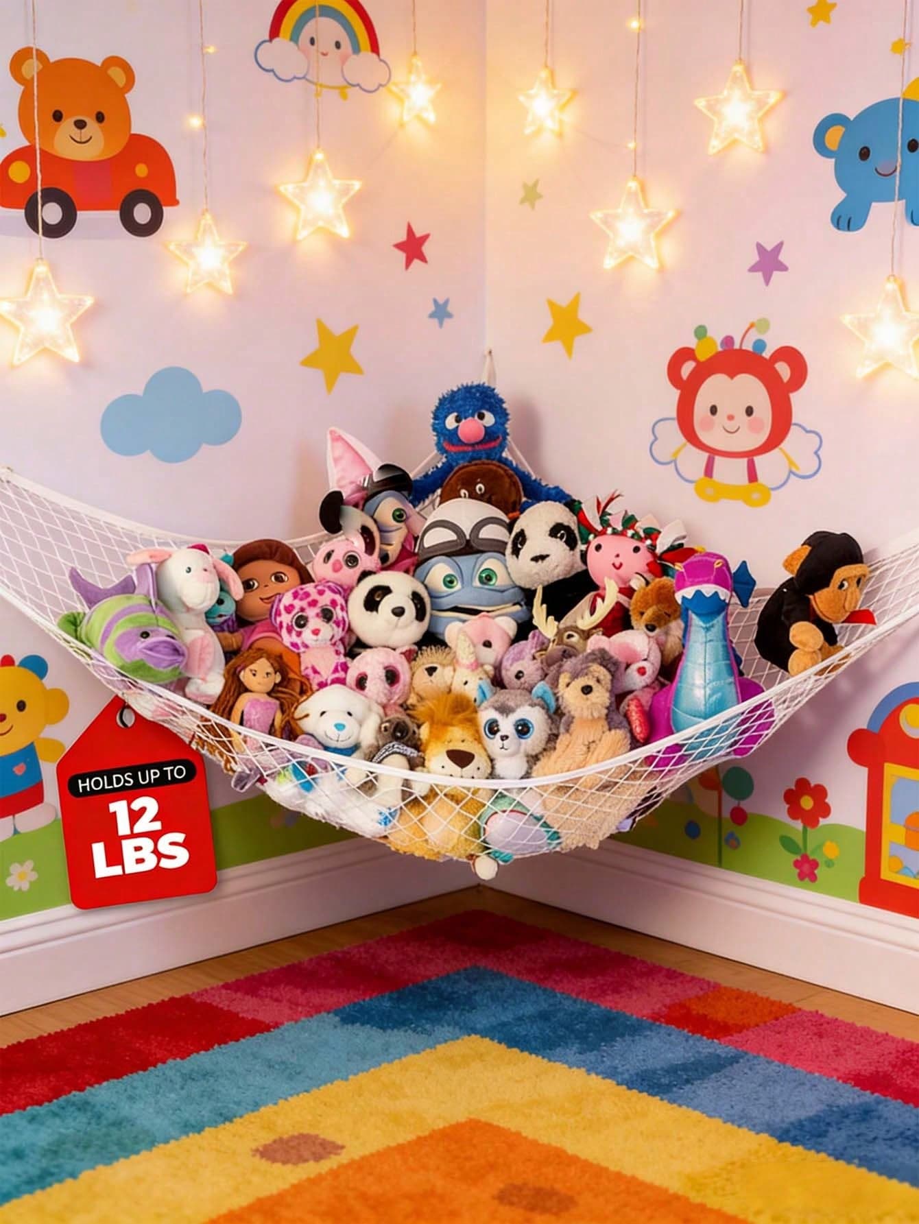 2pcs Plush Animal Hanging Hammock - Corner Hanging Storage Rack - image 1