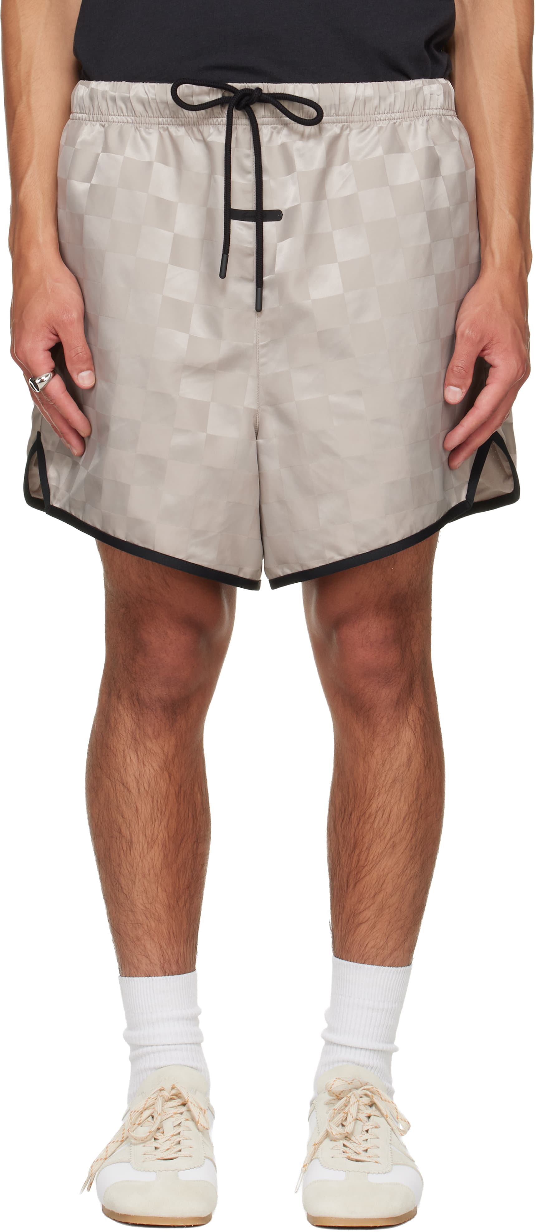 Gray Checkered Gym Shorts - image 1