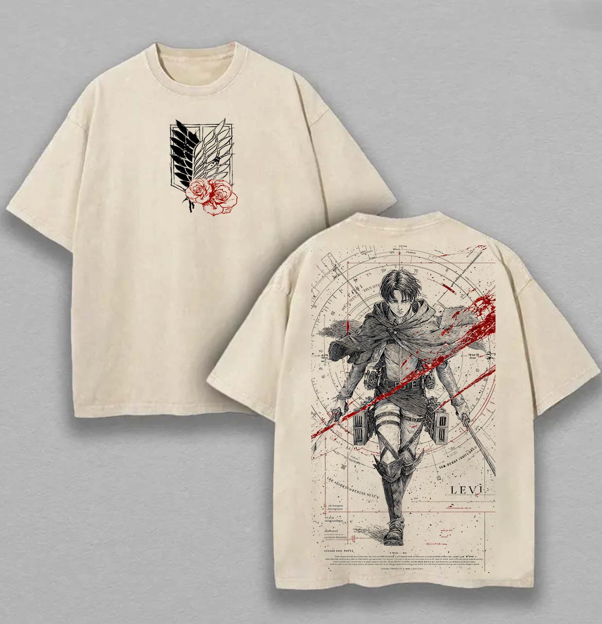 Attack on Titan Levi Ackerman Printed Unisex Washed T-Shirt - image 1