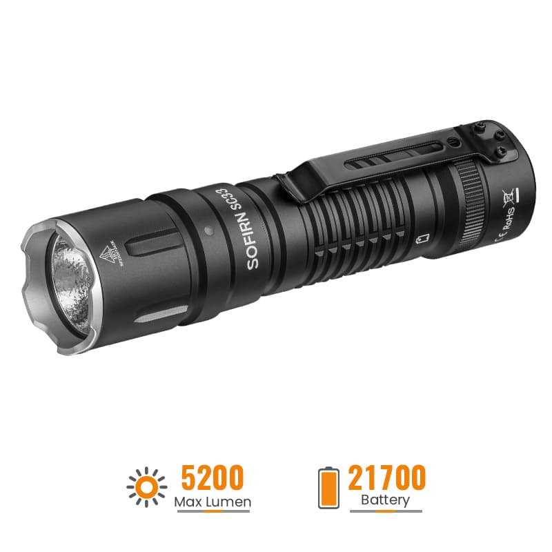 Sofirn SC33 XHP70.3 HI LED Flashlight 5200lm Powerful 21700 USB C Rechargeable Torch with Tail E-switch - image 1