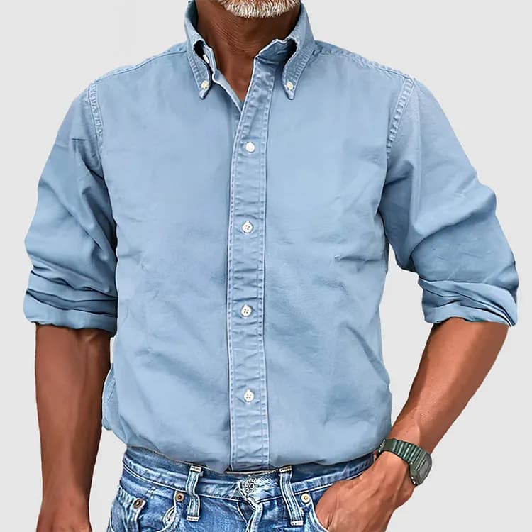 Men's Vintage Premium Washed Long Sleeve Shirt - image 1