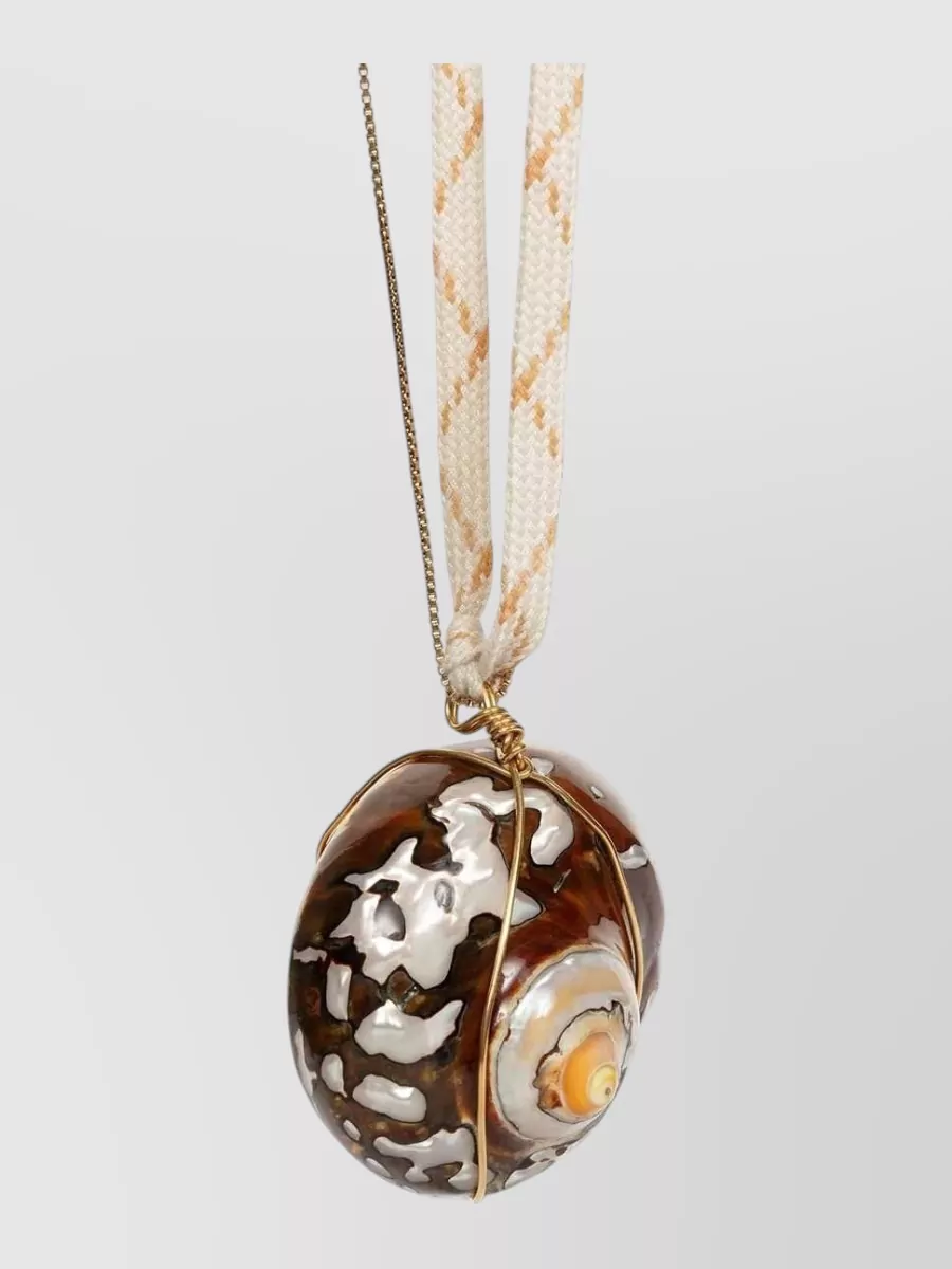 Dries Van Noten Long Cord Shell Pendant Charm Necklace - image 1