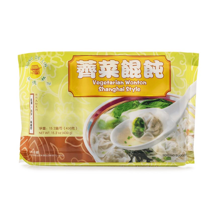 GongDeLin Shanghai Style Vegetarian Wontons, Frozen 15 oz - image 1