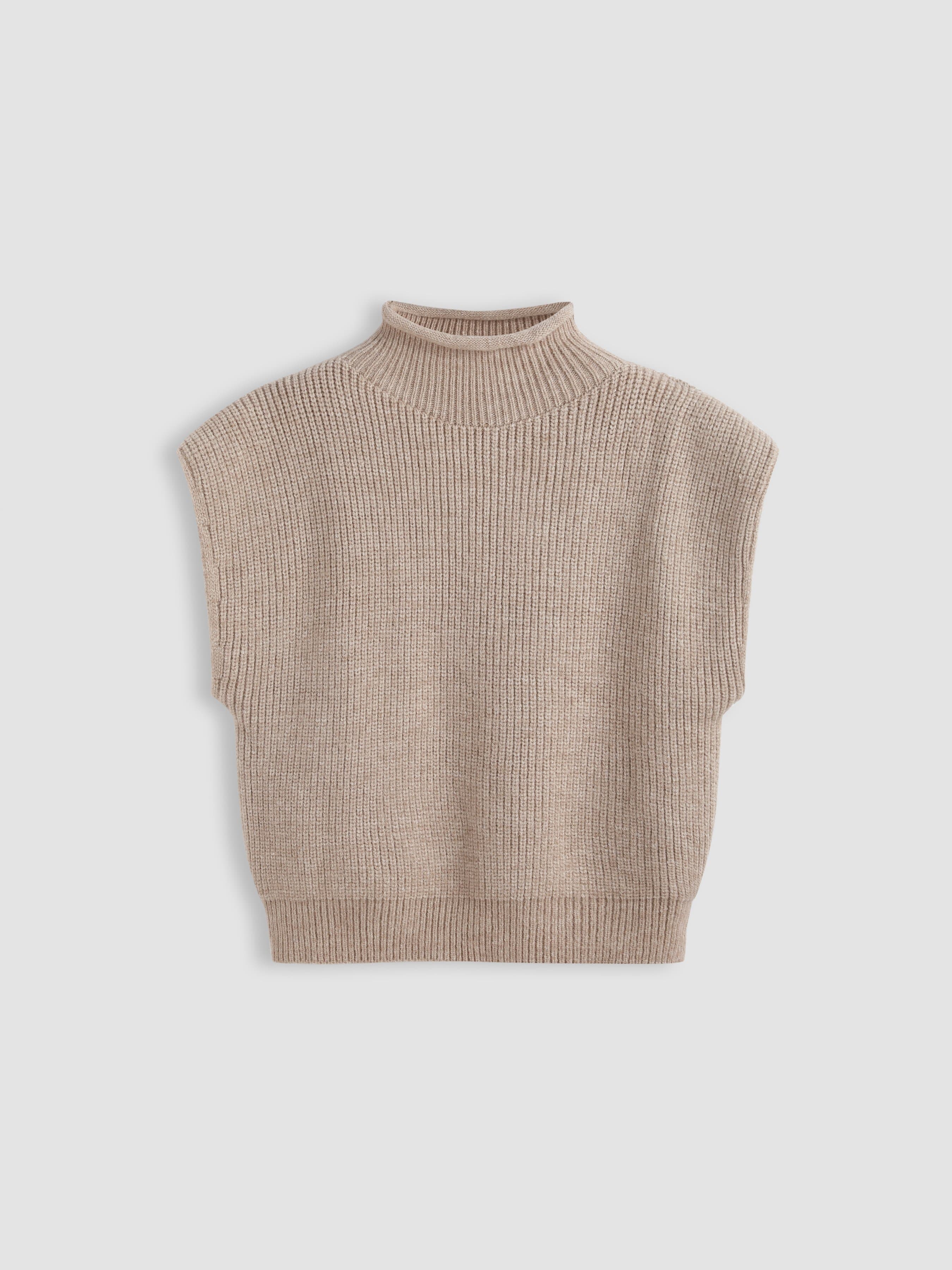 High Neck Solid Knitted Vest - image 1