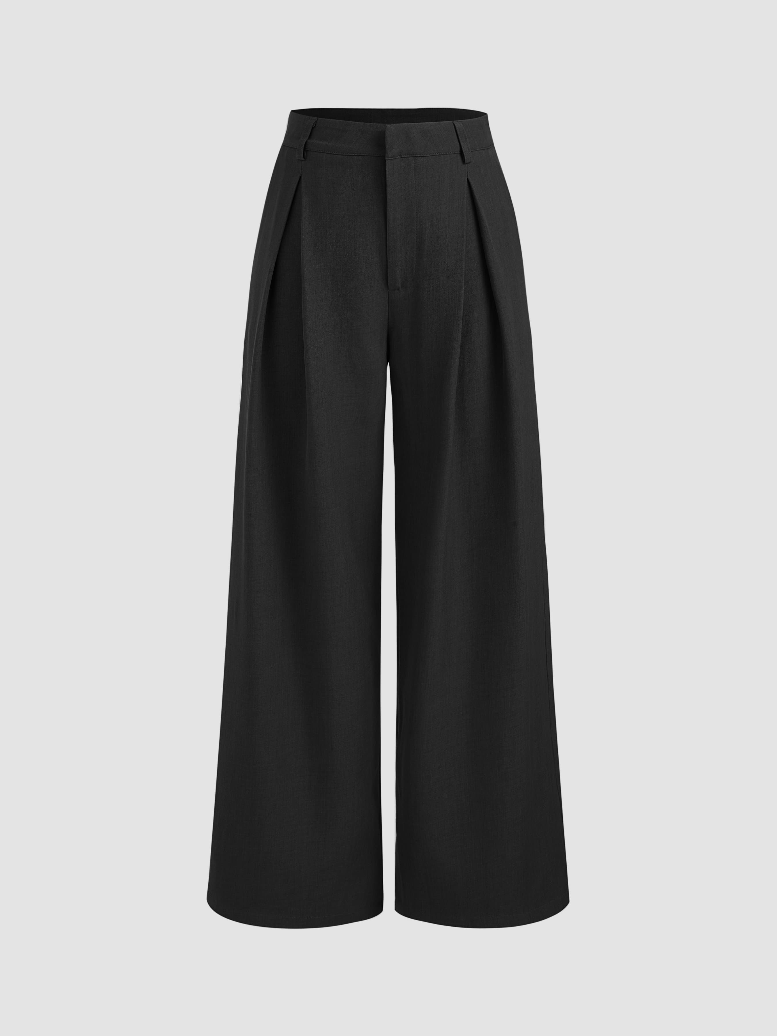 Mid Rise Straight Leg Pleated Trousers - image 1