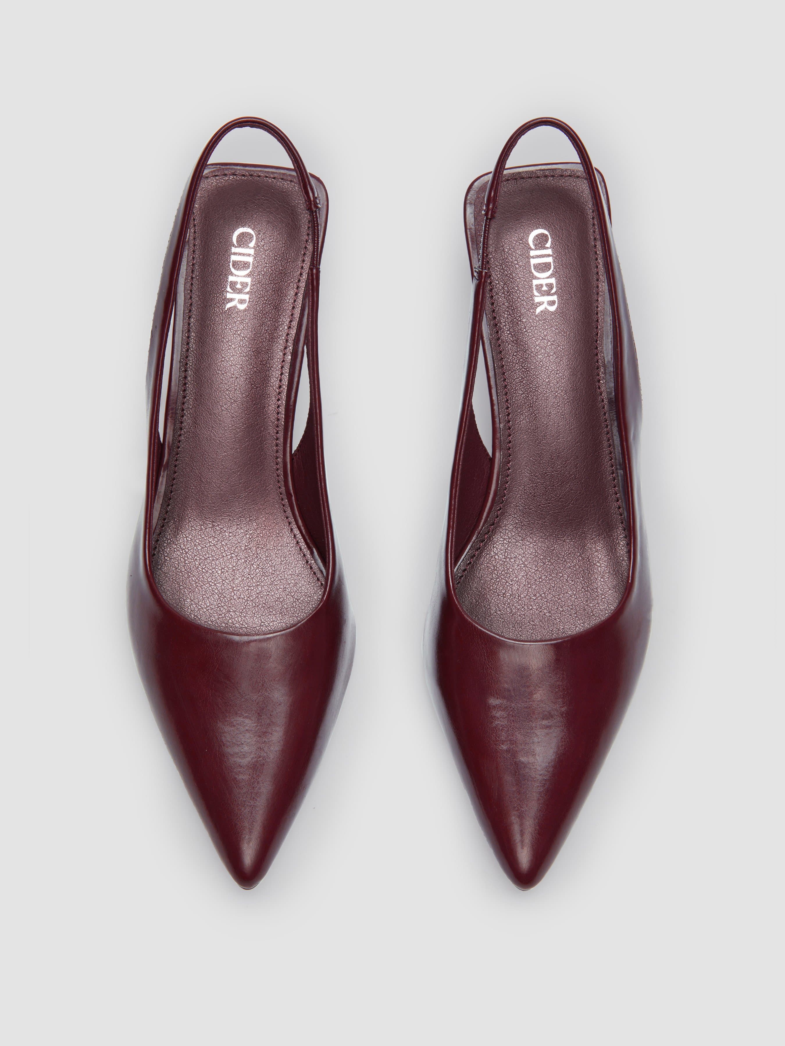 Metallic Pointed Toe Slingback Kitten Heels - image 1