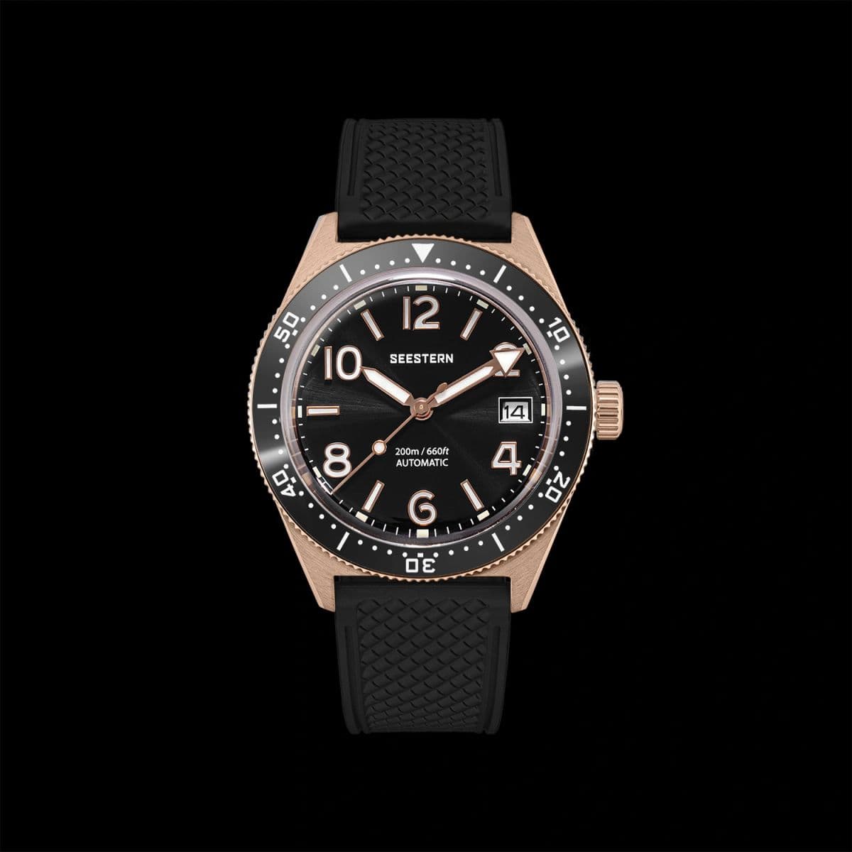 Seestern S434-2 Black Rose Gold Stainless Steel NH35 Automatic Skin Diver 39mm - image 1