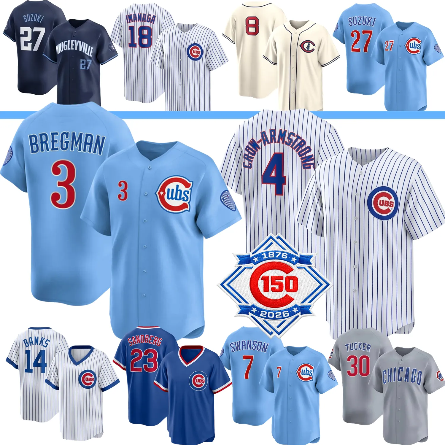 Custom Chicago Baseball Jersey featuring #3 Alex Bregman and other players - image 1