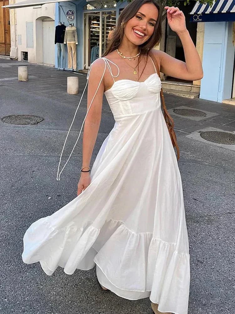 Elegant Backless White Sleeveless Maxi Dress for Women - image 1