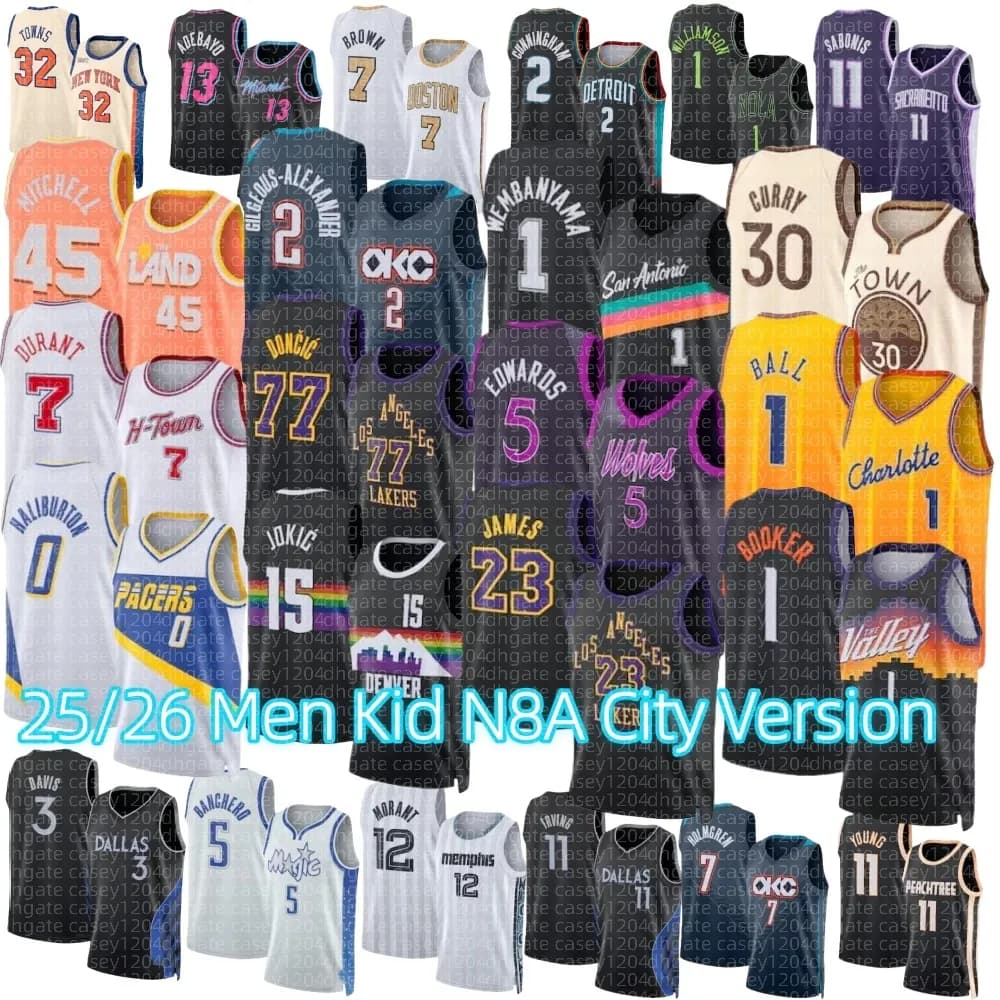 Men Youth Basketball Jersey featuring Stephen Curry, Luka Doncic, Jalen Brunson, Wembanyama, Kon Knueppel, LaMelo Ball, Ja Morant, Allen Iverson, Tatum, Kevin Durant, Antetokounmpo - image 1