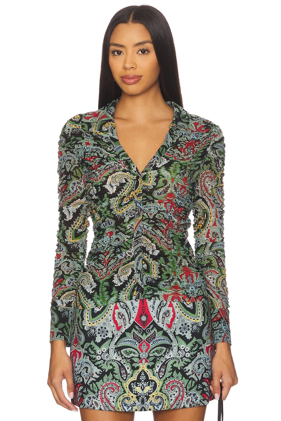 Portia Ruched Top in Paisley Poem - image 1