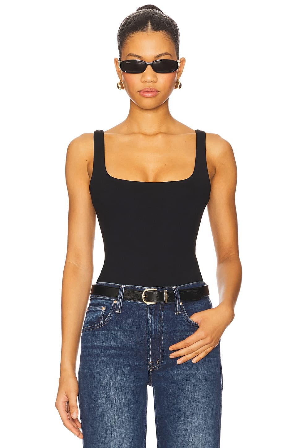 Susana Monaco Essential Low Back Tank Thong Back Bodysuit - image 1