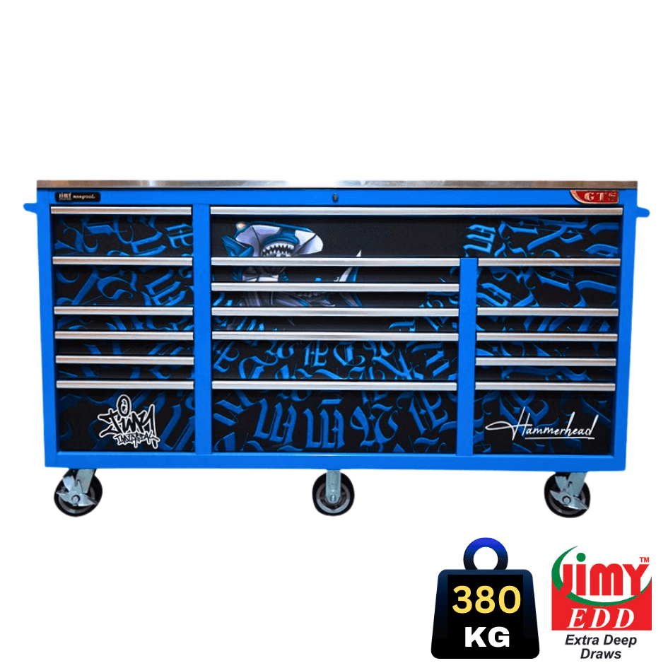 17 DRAWER 72" HAMMERHEAD GRAFFITI ROLLER CABINET (BLUE) - image 1