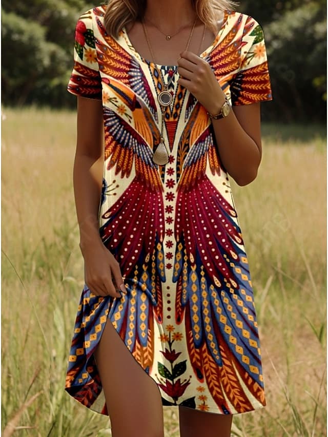 Women's Mini Dress Boho Casual Dress Petite Dress T Shirt Dress Tee Dress Sundress Stylish Casual Vacation Casual Daily Regular Fit Graphic Short Slee - image 1