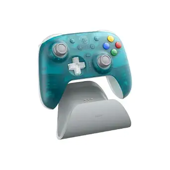 8Bitdo Ultimate 2 Wireless Gaming Controller with TMR Joysticks, Switchable Hall Effect/Tactile Triggers, 8Speed Wireless Tech, Charging Dock, RGB Fire Ring for PC & Android - Clear Blue - image 1