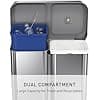 simplehuman 58 Liter Rectangular Dual Compartment Recycling Kitchen Step Trash Can with Soft-Close Lid, Brushed Stainless Steel - image 1