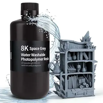 ELEGOO 8K Water Washable 3D Printer Resin, 405nm UV Curing Photopolymer Resina Best for 12K/14K/16K Saturn Mars Jupiter MSLA DLP LCD Impresora 1000Gram Space Grey - image 1