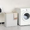 efluky Laundry Hamper with Lid, Double Laundry Hamper with 2 Removable Bags, 140L Light Grey - image 1